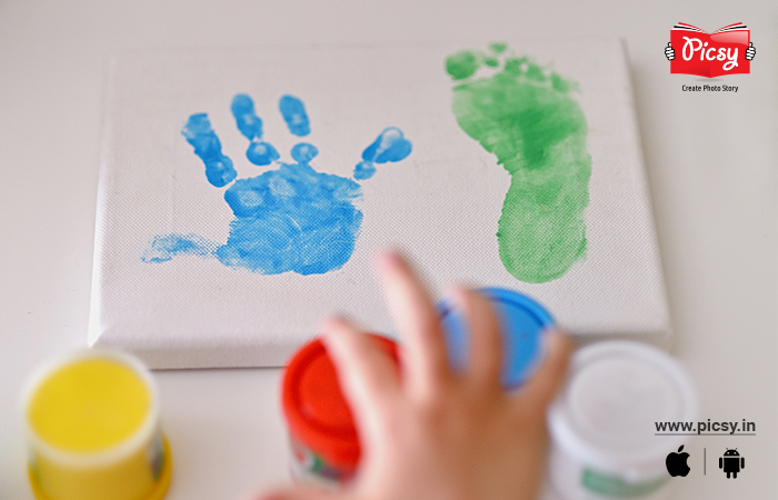 Hand Stamps Canvas Wall Art for Kids Room Decor