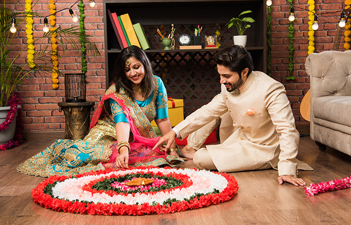 Decorate with beautiful Diwali rangoli