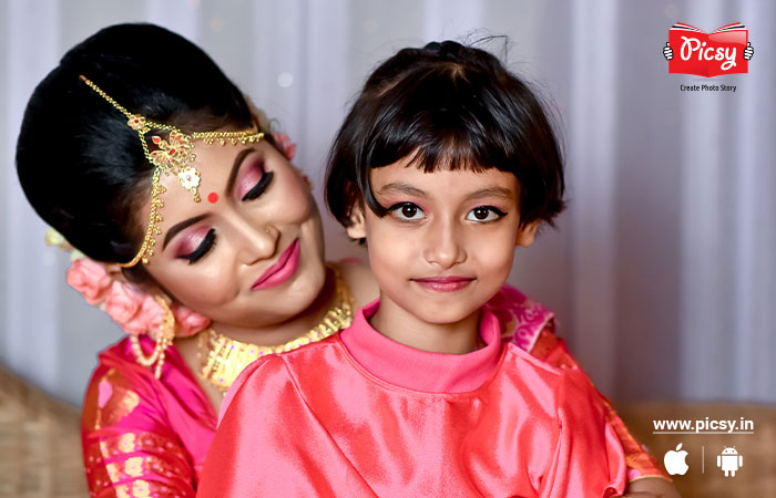 Bride With Kids Pre-Wedding Pose