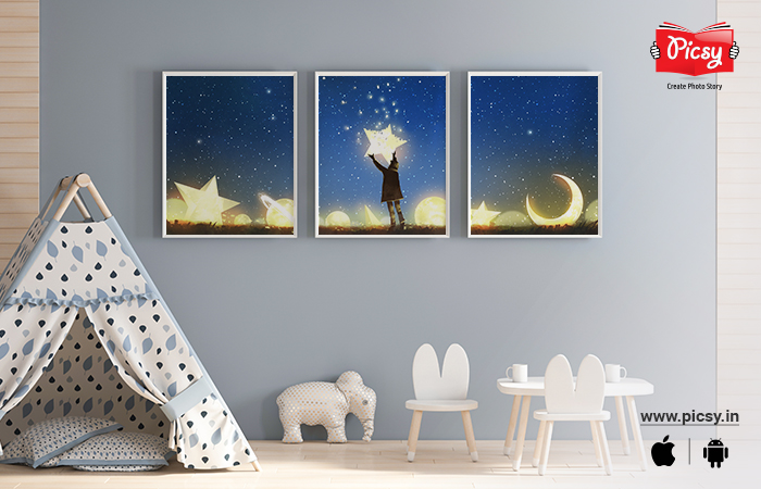 Triptych Canvas Wall Art for Kids Room Decor