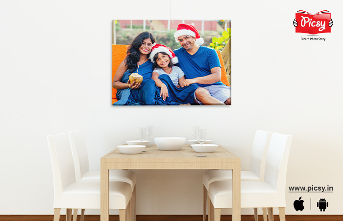 Canvas Family Photo Print in Dining Room