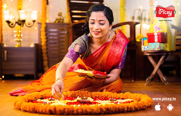 Diwali Decoration with Rangoli