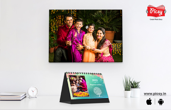 Diwali Decoration with Canvas Prints and Photo Calendar