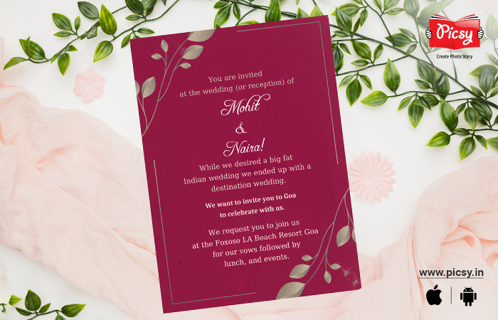 Intimate Indian Wedding Wording