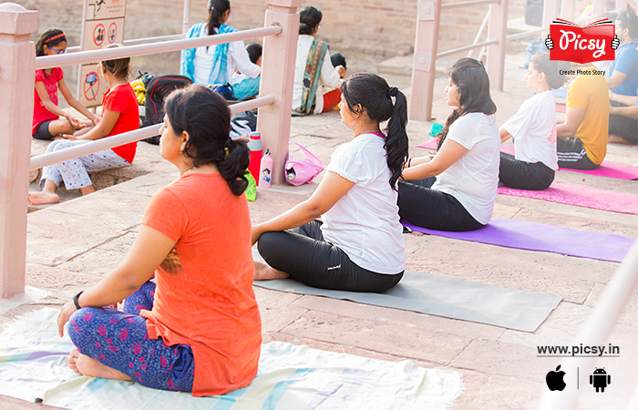 Yoga session with her